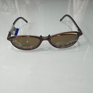 Brown Oval Clip-On Sunglasses for Men